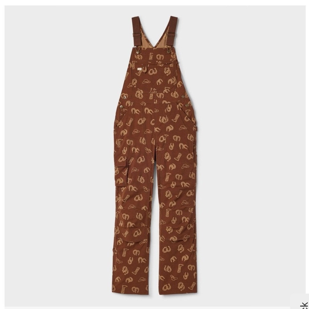 Duluth Trading Co Womens Heirloom Gardening Bib Overalls Brown Western XXL 31